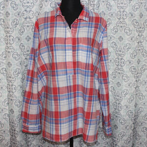 Gap Womens Plad 2 button 100%‎ Cotton LS Shirt Light Weight XL